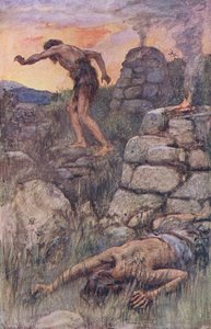 Kain i Abel, ilustracja z serii "Obrazki, które uczą korony", 1920 autorstwa Harold Copping