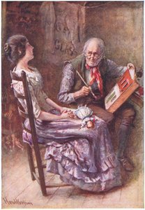 Caleb Plummer i jego niewidoma córka, ilustracja do „Character Sketches from Dickens” opracowanej przez B.W. Matz autorstwa Harold Copping