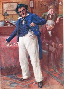 Bright Idea Captain Cuttle, ilustracja z „Character Sketches from Dickens” opracowanej przez B.W. Matz autorstwa Harold Copping