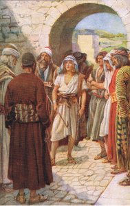 Dawid wezwany przed Samuela, ilustracja z serii „Obrazki, które uczą koronę”, 1920 autorstwa Harold Copping