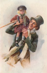 Ilustracja do Opowieści wigilijnej Charlesa Dickensa (kolor lito) autorstwa Harold Copping