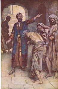 Izajasz i posłańcy, ilustracja z serii Obrazki, które uczą korony, 1920 autorstwa Harold Copping