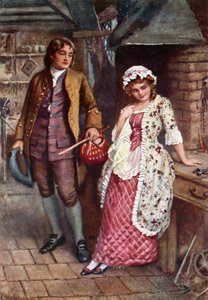 Joe Willet i Dolly Varden (litografia kolorowa) autorstwa Harold Copping