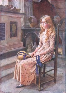Mała Nell w starym kościele, ilustracje do „Szkiców postaci z Dickensa” opracowanej przez B.W. Matz autorstwa Harold Copping