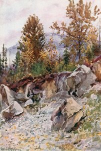 Góra Mackenzie, z kamieniołomu w pobliżu Revelstoke autorstwa Harold Copping