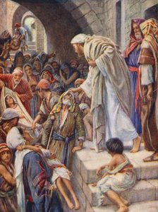 Nowy Testament: Uzdrowienie chorych (kolorowa litografia) autorstwa Harold Copping