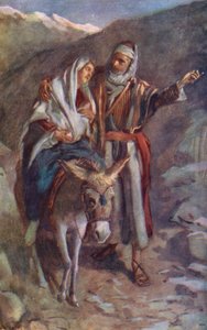 Nowy Testament: Ucieczka do Egiptu (kolorowa litografia) autorstwa Harold Copping