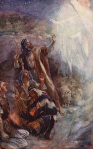 Nowy Testament: Pasterze z Betlejem (kolorowa litografia) autorstwa Harold Copping
