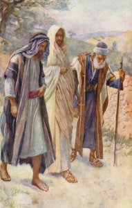 Nowy Testament: Wędrówka do Emaus (kolorowa litografia) autorstwa Harold Copping