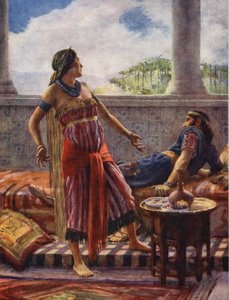 Stary Testament: Zły król i zła królowa (kolorowa litografia) autorstwa Harold Copping