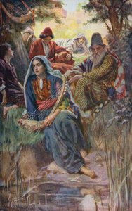Stary Testament: Nad rzekami Babilonu (kolorowa litografia) autorstwa Harold Copping