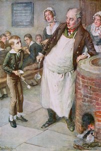 Oliver Asks for More, ilustracja do "Character Sketches from Dickens", opracowanie B.W. Matz autorstwa Harold Copping