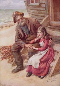 Peggotty i mała Emily, ilustracja do „Szkiców postaci z Dickensa” opracowanej przez B.W. Matz autorstwa Harold Copping