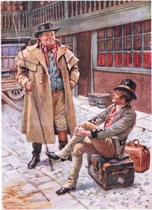 Sam Weller i jego ojciec, ilustracje do "Character Sketches from Dickens" skompilowane przez B.W. Matza autorstwa Harold Copping