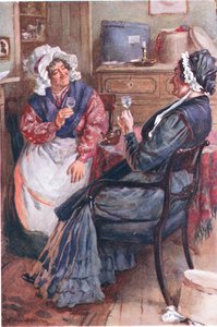 Sarah Gamp i Betsey Prig, ilustracje do szkiców postaci z Dickensa opracowane przez B.W. Matz, 1924 autorstwa Harold Copping
