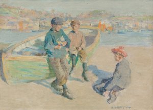 Dzieci w porcie Newlyn autorstwa Harold Harvey