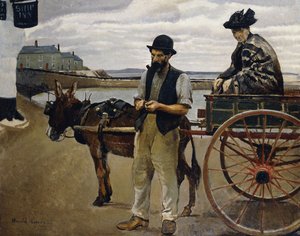 Mężczyzna z kobietą w wózku autorstwa Harold Harvey