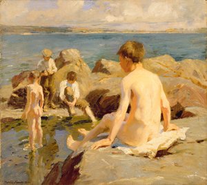 Na skałach w pobliżu Newlyn (olej na płótnie)