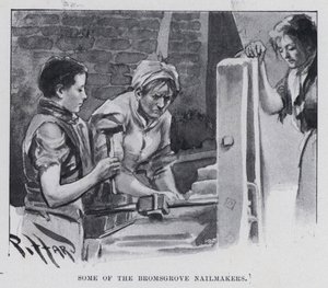 Niektórzy z Bromsgrove Nailmaker (zdjęcie czarno-białe) autorstwa Harold Hume Piffard