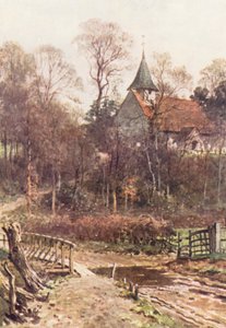 Kościół Pyrford, niedaleko Woking (kolorowa litografia) autorstwa Harold Sutton Palmer