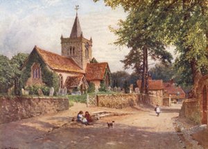 Kościół Witley (kolorowa litografia) autorstwa Harold Sutton Palmer