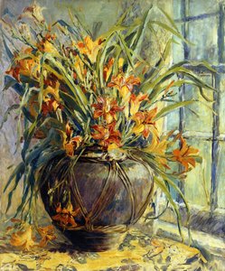 Kwiatowa martwa natura (olej na płótnie) autorstwa Harriette Bowdoin