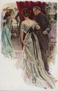 Ilustracja do książki "Kiedy mężczyzna się żeni" Mary Roberts Rinehart (litografia kolorowa) autorstwa Harrison Fisher