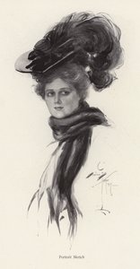 Portret kobiety w dużym kapeluszu (lito) autorstwa Harrison Fisher