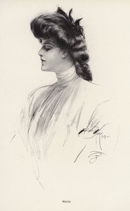 Portret kobiety o imieniu Marcia (lito) autorstwa Harrison Fisher