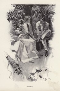 Romantyczna para odpoczywająca od gry w golfa (lito) autorstwa Harrison Fisher
