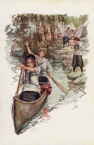 Wtedy i teraz (kolorowa litografia) autorstwa Harrison Fisher