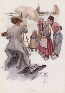 Młoda Amerykanka malująca holenderską scenę (kolor lito) autorstwa Harrison Fisher