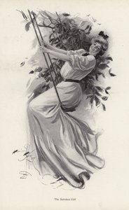 Młoda kobieta na huśtawce (lito) autorstwa Harrison Fisher