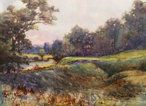 Pola golfowe: Cassiobury Park, nowy osiemnasty dołek (kolorowa litografia)