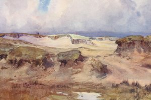 Pola golfowe: Westward Ho! carry na piątym tee (kolorowa litografia)