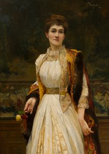Portret lady Idy Lumley, wicehrabina Newport, późniejsza hrabina Bradford, ok. 1888 (olej na płótnie) autorstwa Harry Baldry