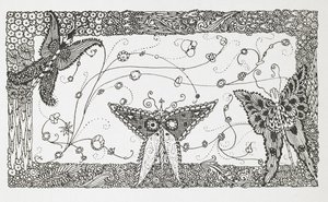 Ilustracja do opowiadania „Mistrz kota, czyli Kot w butach”. Projekt motyla. autorstwa Harry Clarke