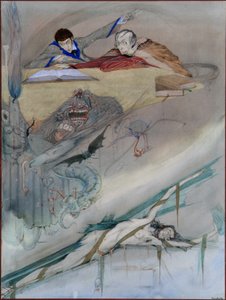 Upadek Domu Usherów, 1923 (ołówek i wc) autorstwa Harry Clarke
