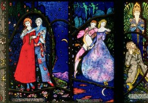 Okno genewskie przedstawiające Playboya świata zachodniego J.M. Synge, The Dreamers Seamusa OSullivana i The Demi Gods Jamesa Stephensa, 1929