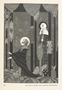 Córka Króla Bagien. Uklęknął i żarliwie się modlił. autorstwa Harry Clarke