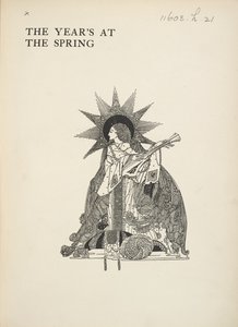 Ilustracja bez tytułu. Kobieta grająca na instrumencie muzycznym. autorstwa Harry Clarke