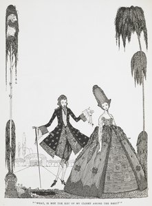 „Co, czy klucz do mojej szafy nie jest wśród innych?” Ilustracja do opowiadania „Niebieska broda”. autorstwa Harry Clarke