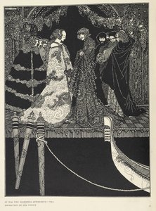 „to była Marchesa Afrodyta - uwielbienie całej Wenecji”. Ilustracja do opowiadania „Przypisanie”. autorstwa Harry Clarke