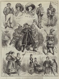 Postacie na balu kostiumowym w Colney Hatch Lunatic Asylum autorstwa Harry Furniss