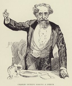 Charles Dickens wygłasza przemówienie autorstwa Harry Furniss