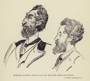 Edward Bulwer Lytton i jego syn, hrabia Lytton, Owen Meredith autorstwa Harry Furniss