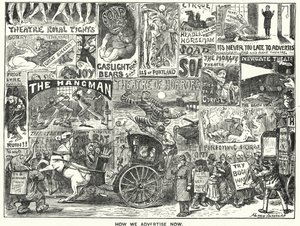 Punch cartoon: Jak się teraz reklamujemy (grawerowanie) autorstwa Harry Furniss