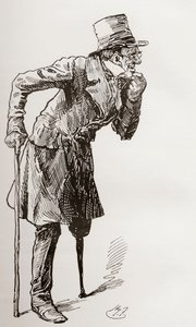 Silas Wegg w drodze do Bower autorstwa Harry Furniss