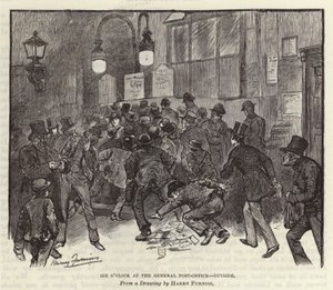Szósta w Głównym Urzędzie Pocztowym autorstwa Harry Furniss
