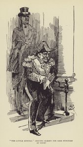 Mały Admirał opuszcza Albany na jakąś funkcję na dworze autorstwa Harry Furniss